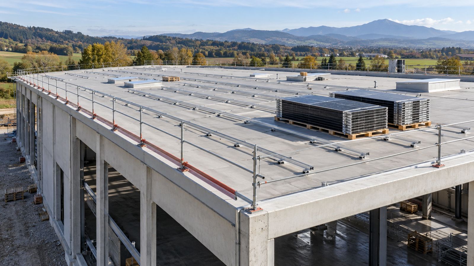 Edificio commerciale al grezzo con sottostruttura per il fotovoltaico già predisposta sul tetto