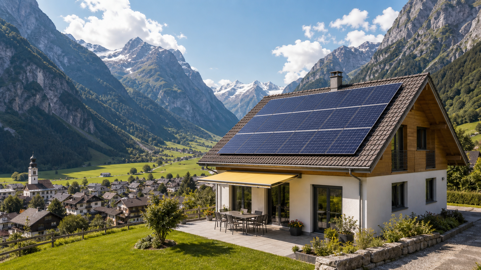 Solaranlage auf Haus im Kanton Uri